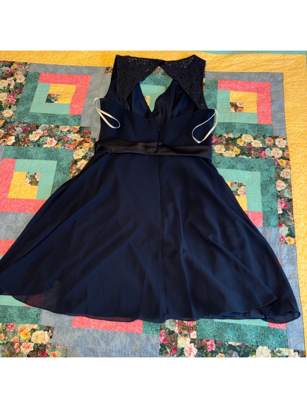 Jasmine $238 Navy Blue Woman size 10 Lace Accent Sleeveless Dress 100% Polyester - Picture 4 of 9